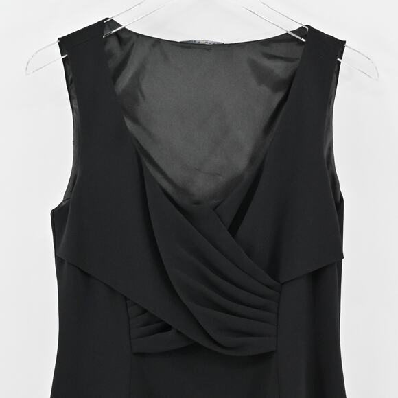 ELIE TAHARI Dress Size 8 Black Scoop Neck Pleated Front Detail Sleeveless Mini - Picture 3 of 13